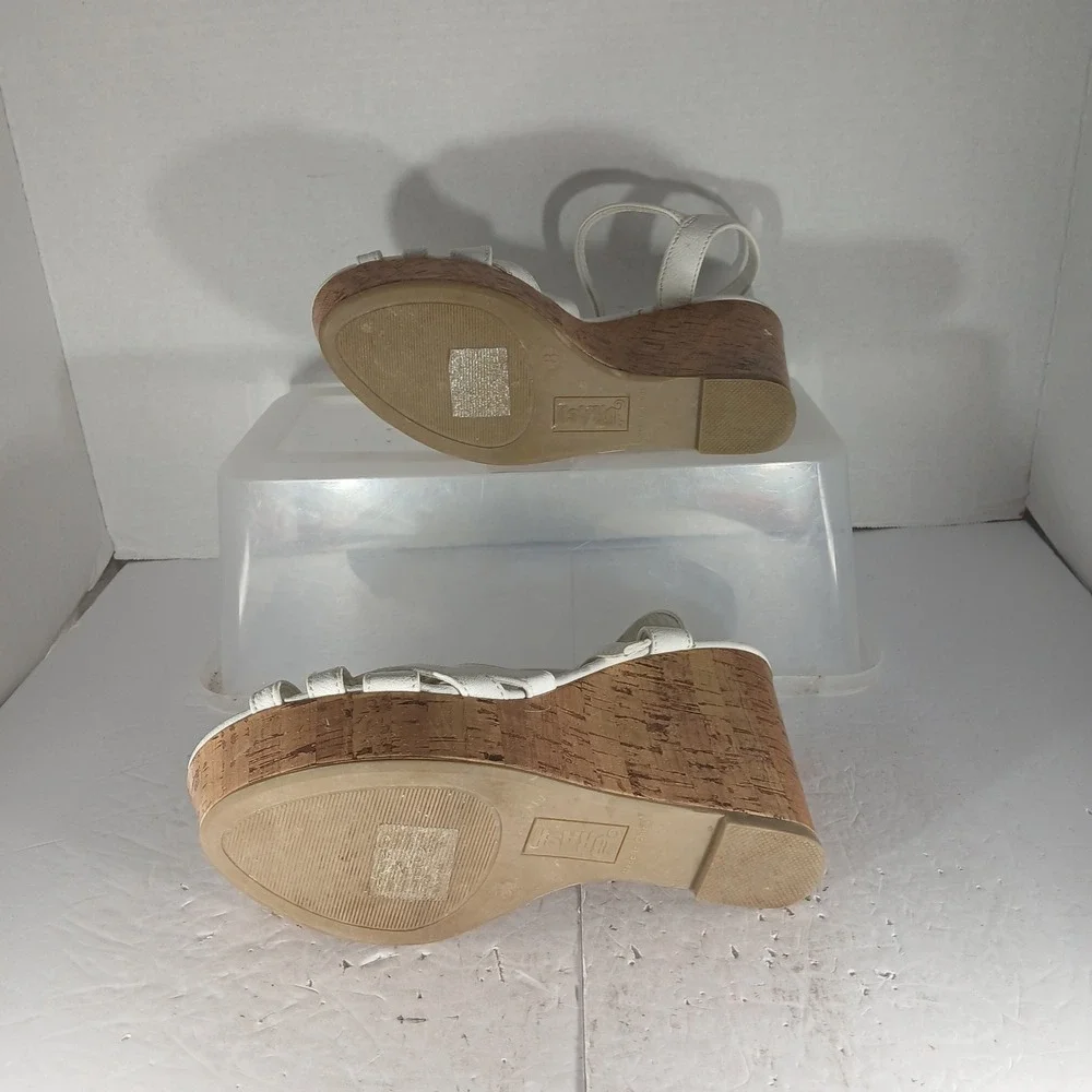 Brash Wedge Sandals 8 White Cork Platform Strappy Boho Summer Heels Minimalist